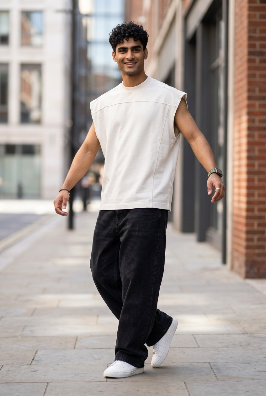 Essential Sleeveless Sweat Tee – Beige