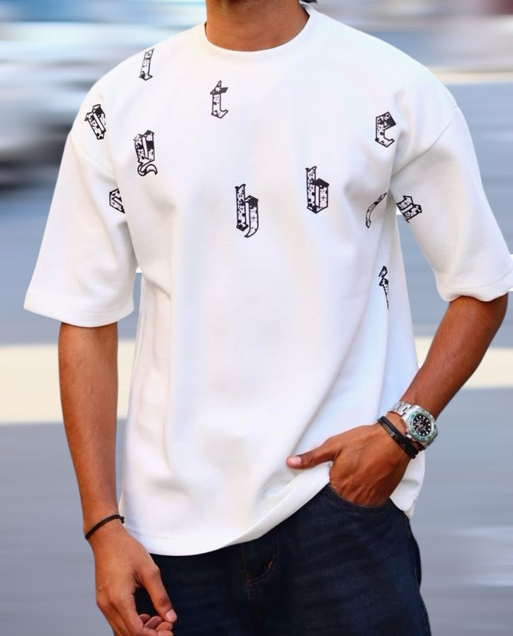 Alphabet Print Oversized Tshirt