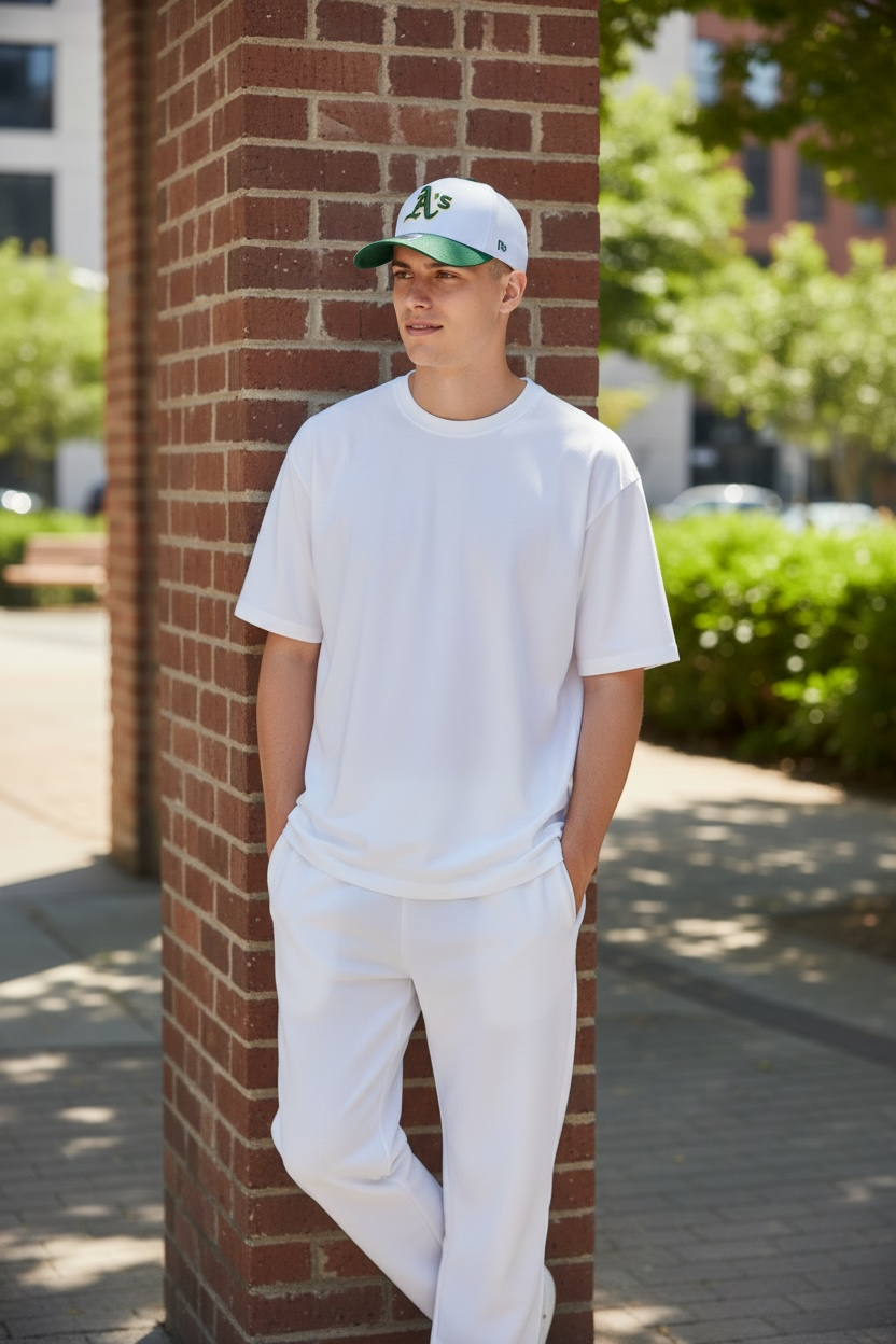 Premium Two-Tone Baseball Cap – White/Green
