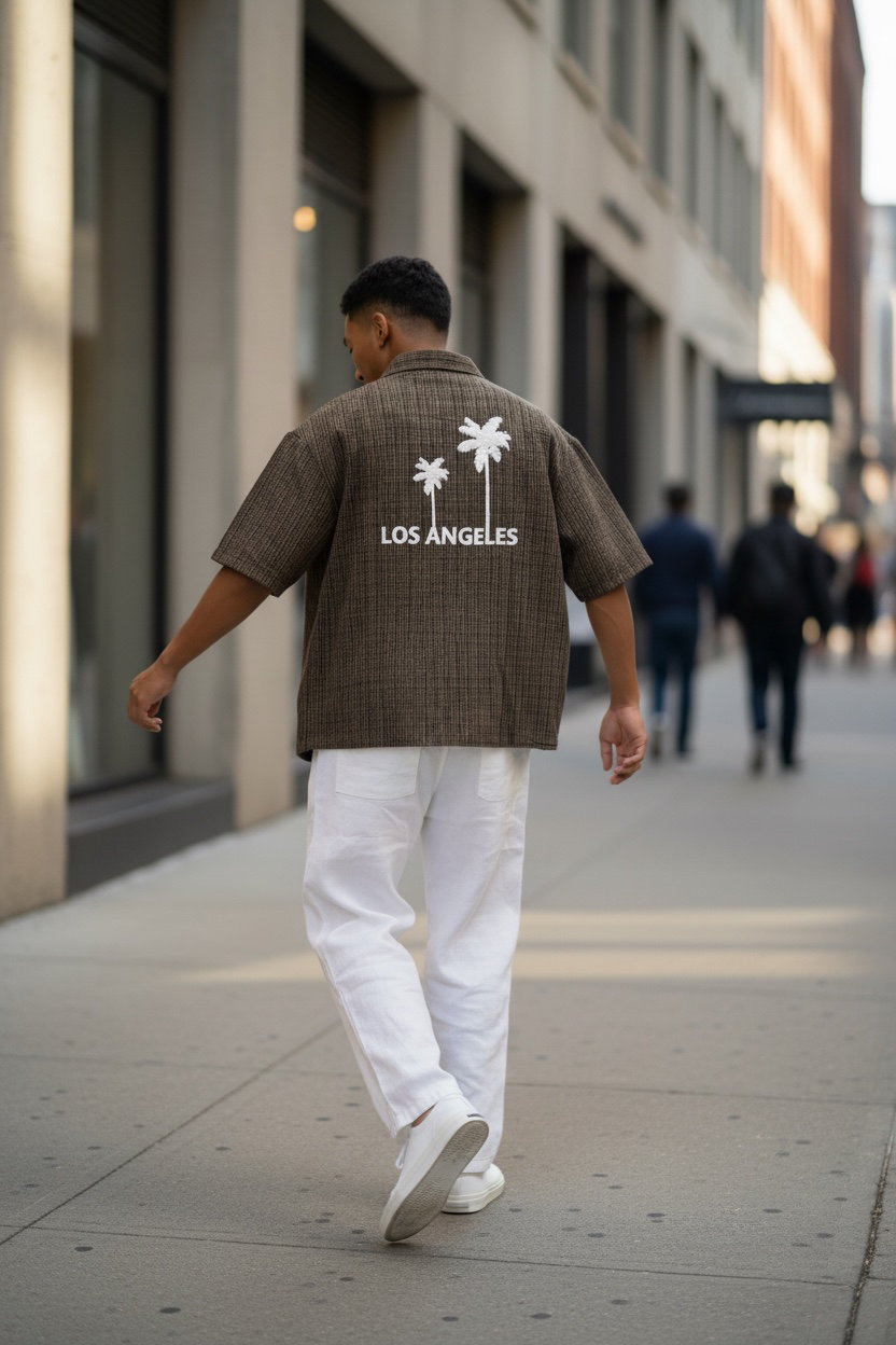 LA Escape Textured Shirt - Mocha Brown