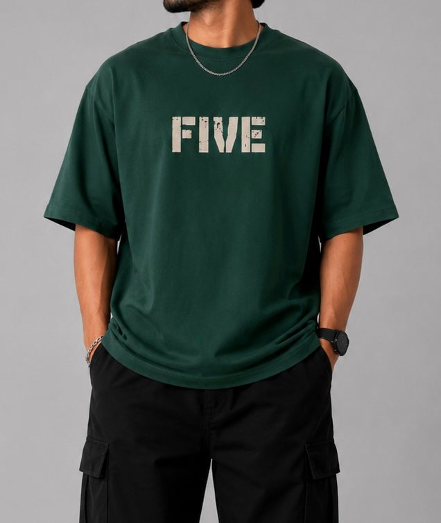 FIVE Premium Oversized Cotton Tee – Forest Green