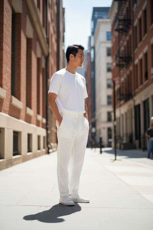 DÜLMEN Essential Linen Trousers – White