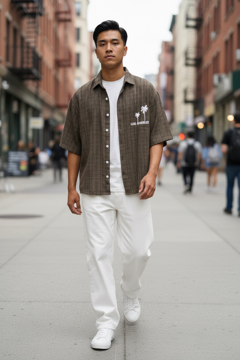 LA Escape Textured Shirt - Mocha Brown