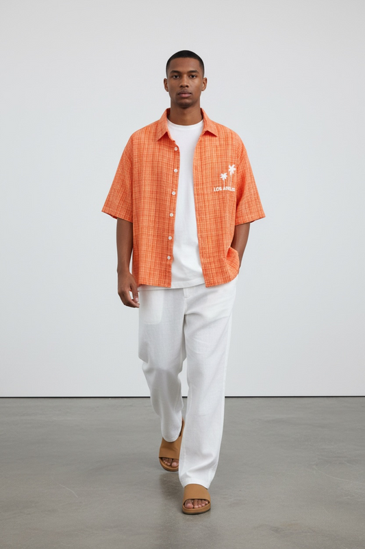 LA Palm Resort Shirt – Sunset Orange