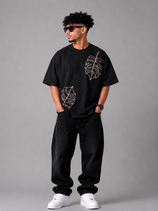 Dülmen Monstera Oversized Tee – Black