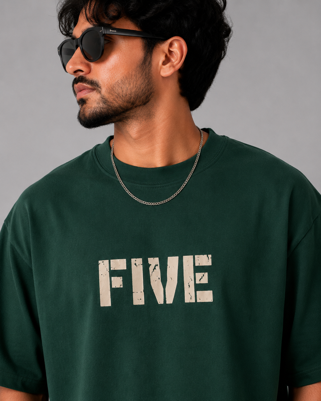 FIVE Premium Oversized Cotton Tee – Forest Green
