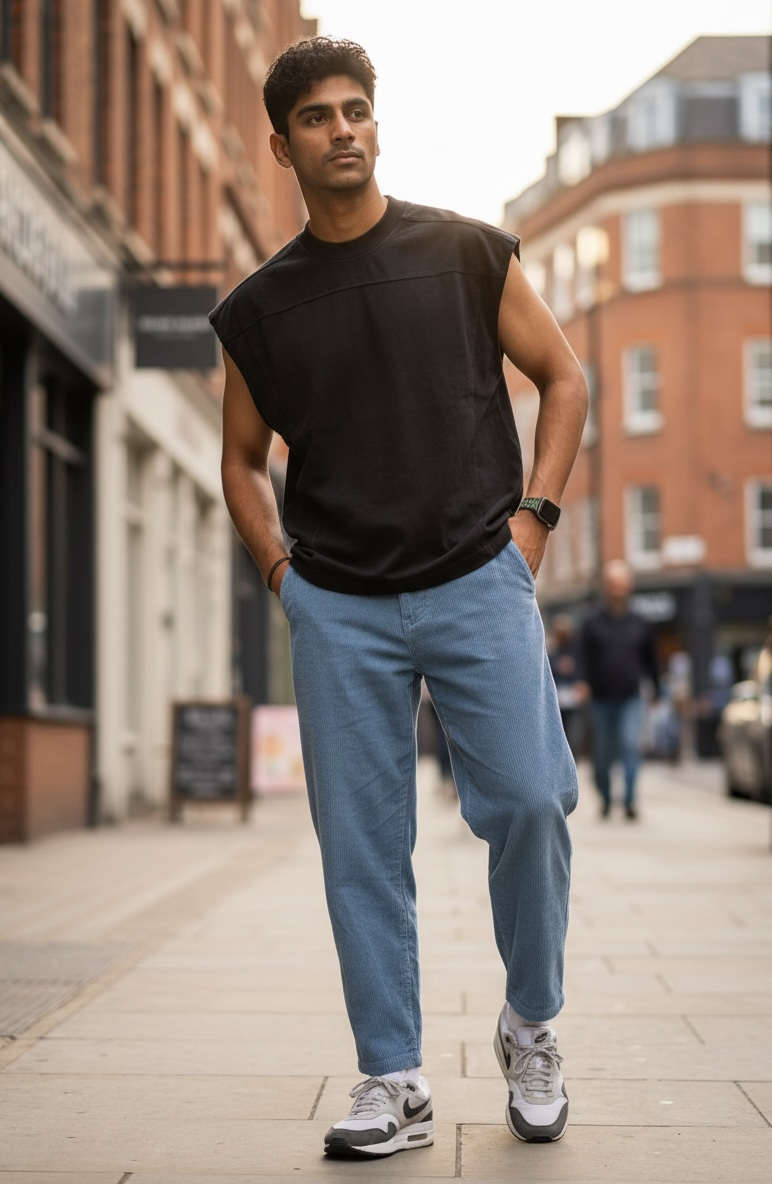 Essential Sleeveless Sweat Tee – Black