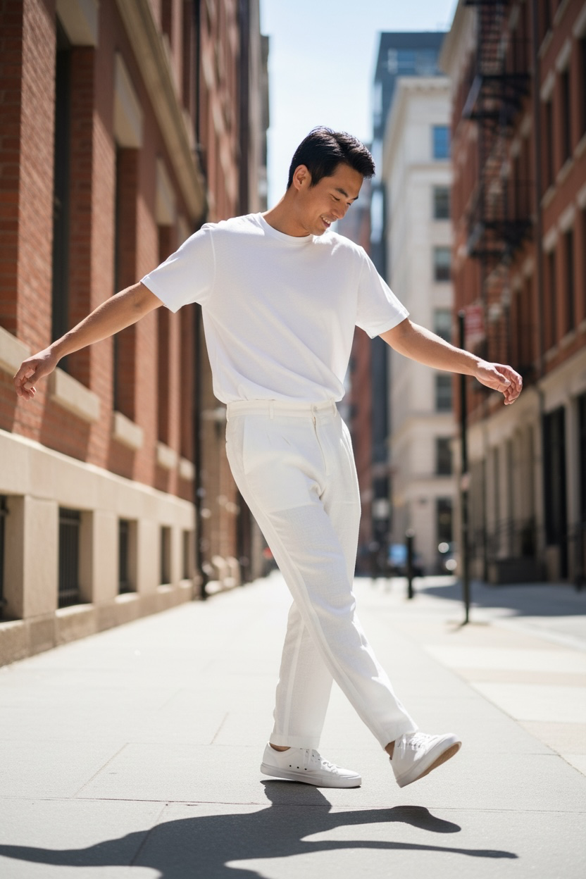 DÜLMEN Essential Linen Trousers – White