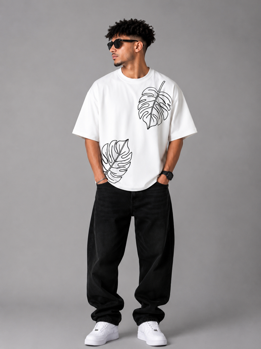 Dülmen Monstera Oversized Tee – White