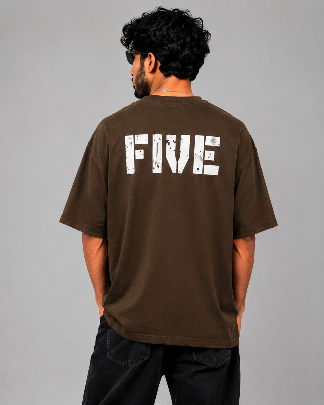 FIVE Oversized Tee – Mocha Brown