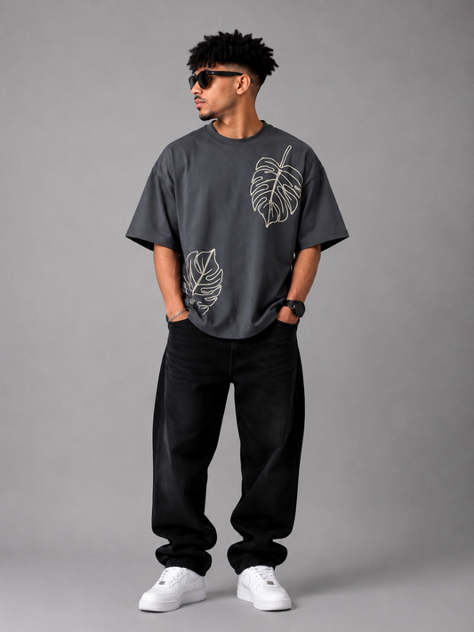 Dülmen Monstera Oversized Tee – Grey
