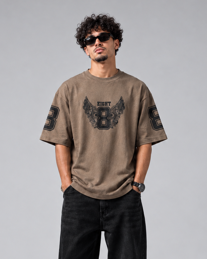 Eight Printed Tshirt- Brown