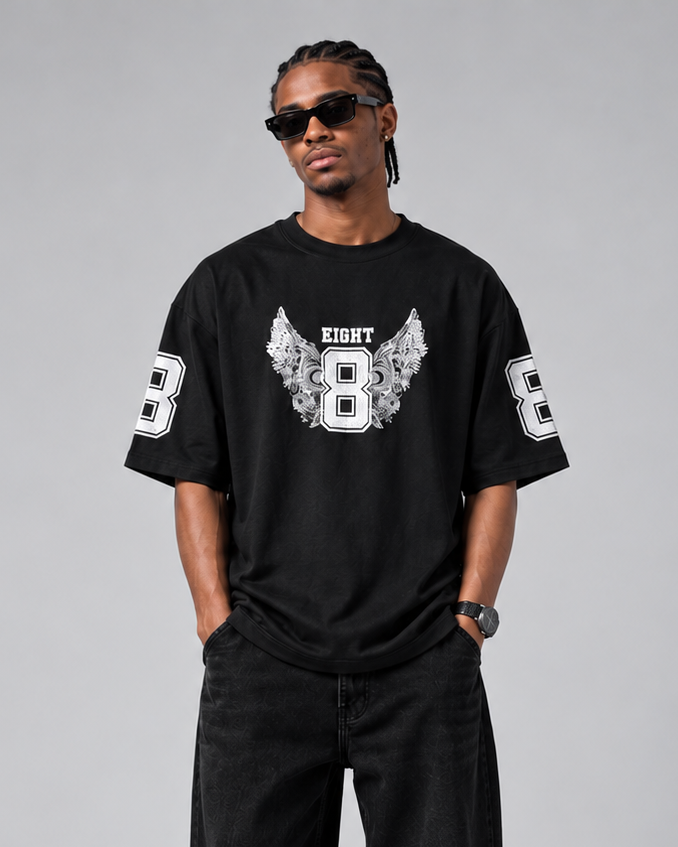 Eight Printed Tshirt- Black