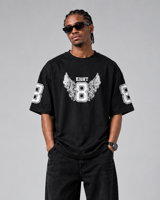 Eight Printed Tshirt- Black