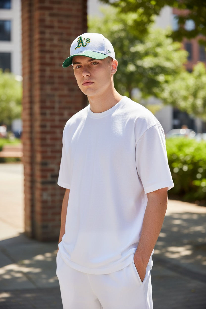 Premium Two-Tone Baseball Cap – White/Green