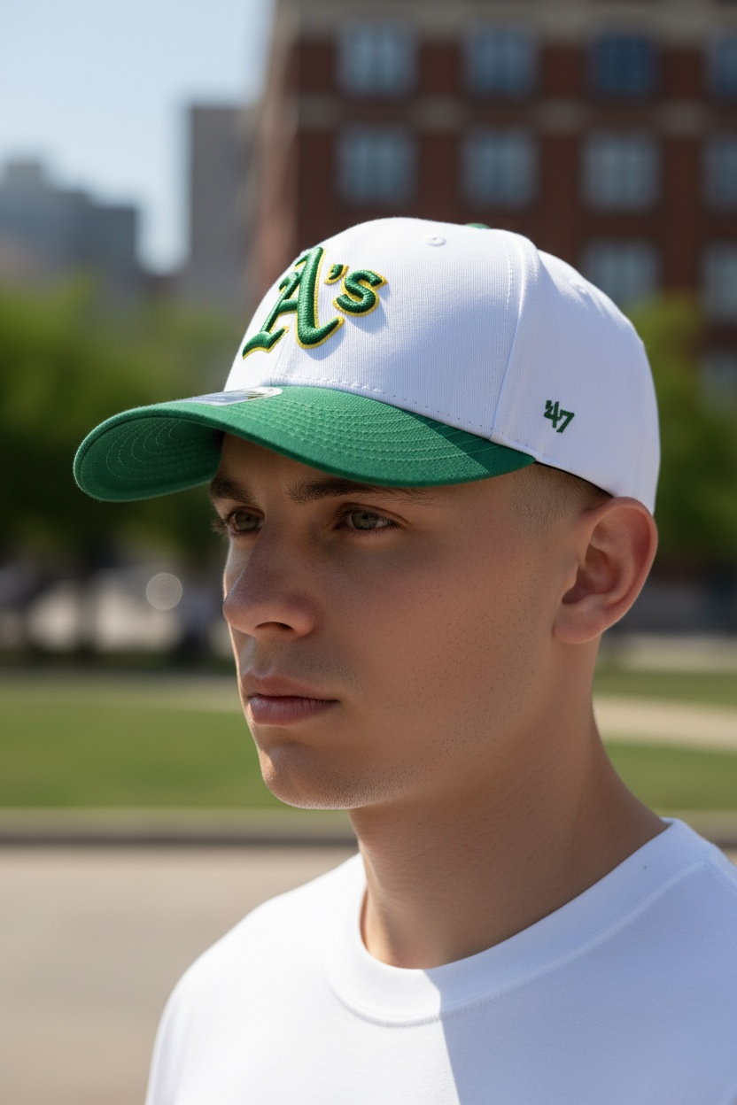 Premium Two-Tone Baseball Cap – White/Green