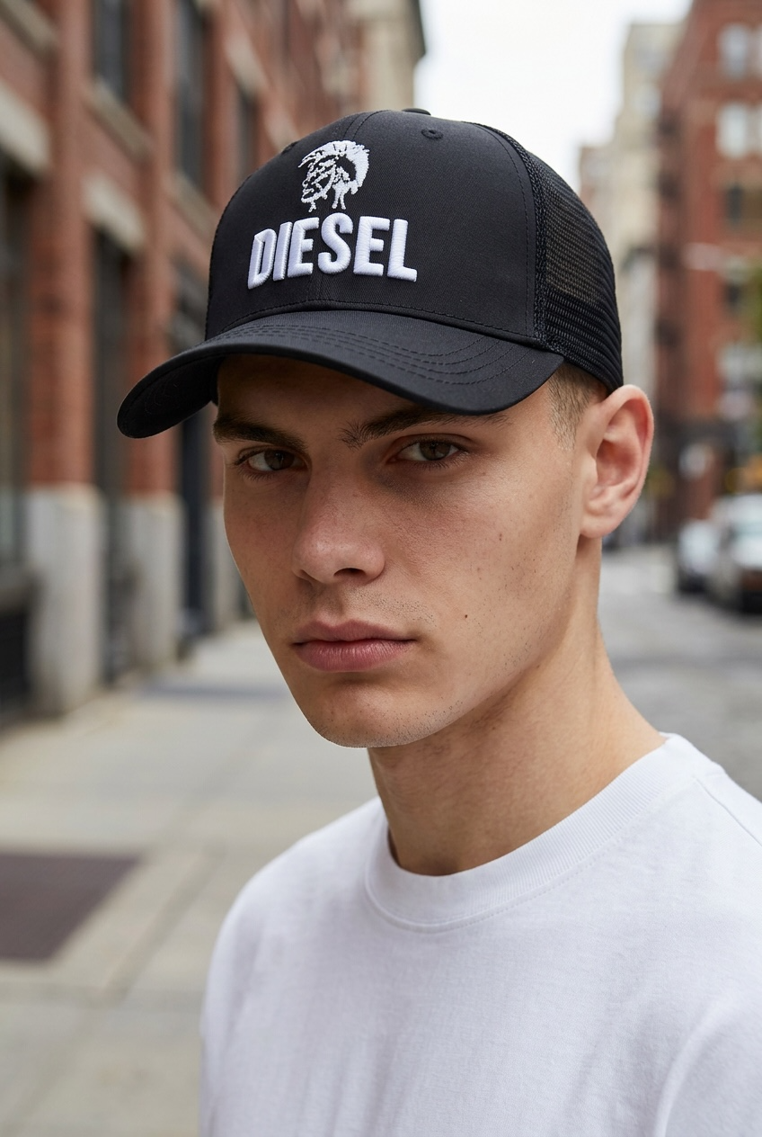 Diesel black trucker cap