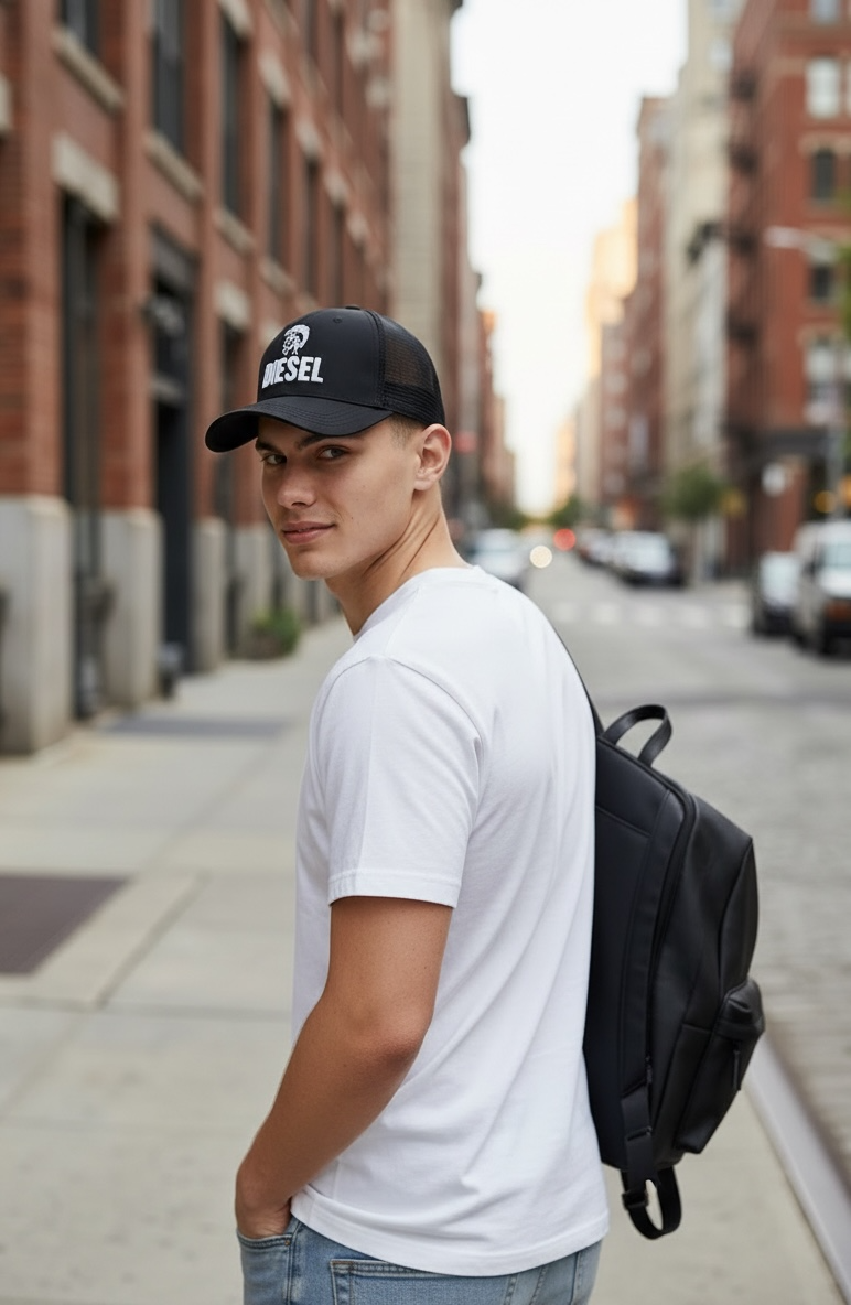 Diesel black trucker cap