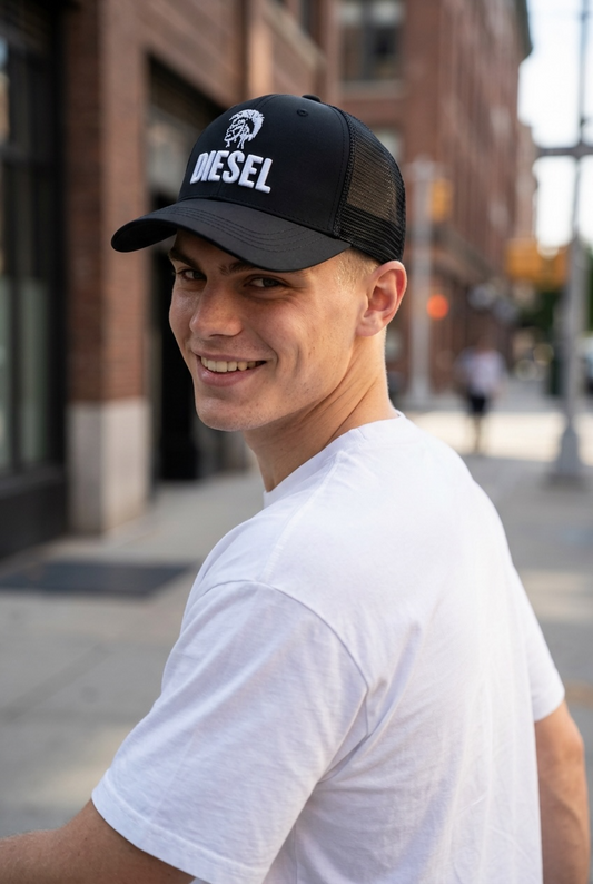 Diesel black trucker cap