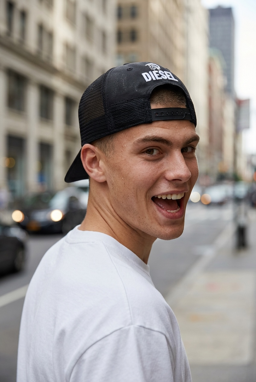 Diesel black trucker cap