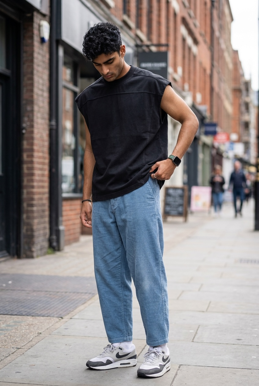 Essential Sleeveless Sweat Tee – Black